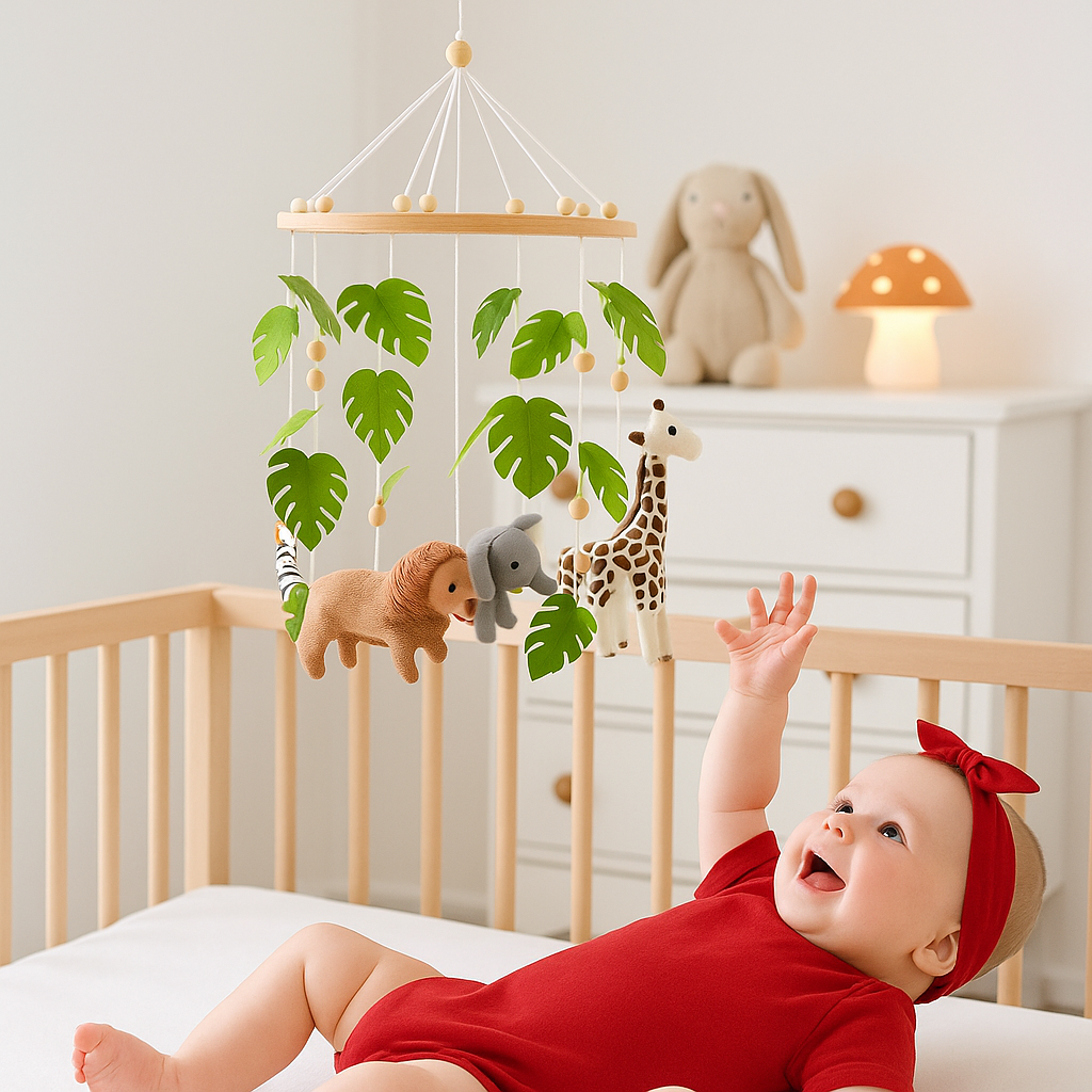 bébé attrape mobile lit bébé safari feuilles
