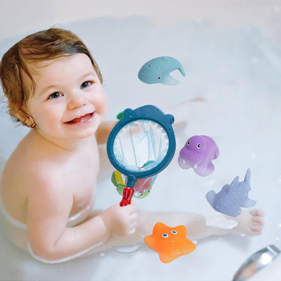 bébé baignoire filet bleu foncé jouet bain bébé