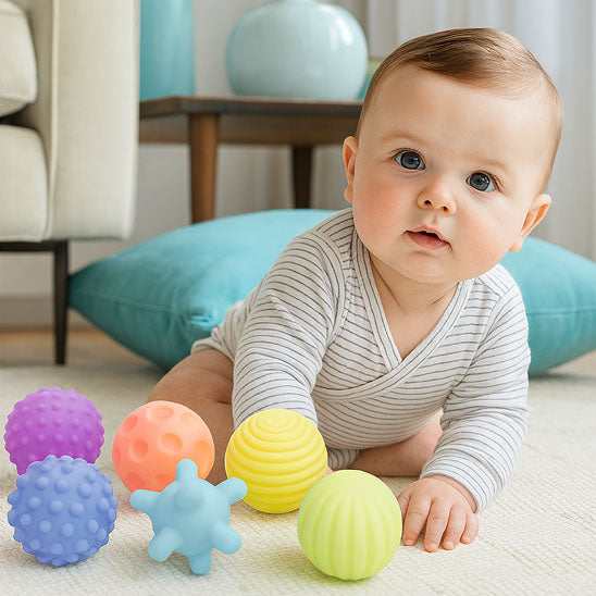 bébé regarde balle sensorielle bébé couleur clair