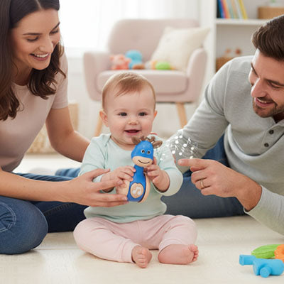 nourrisson joue jouet bebe eveil avec maman papa