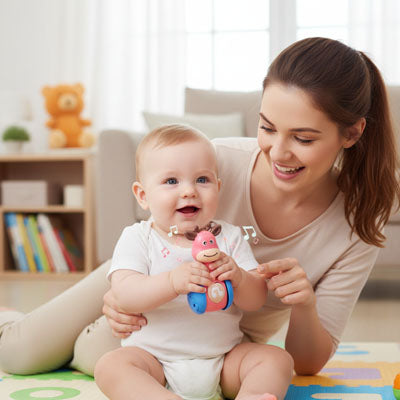 nourrisson joyeux joue maman jouet bebe eveil