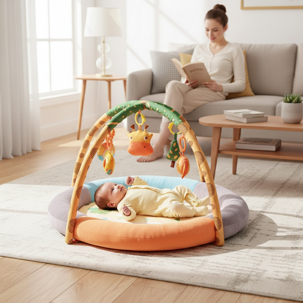 nourrisson tapis d'éveil bébé maman lit canapé