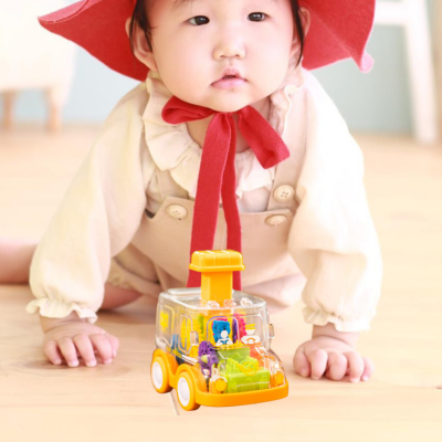 voiture bebe jaune transparente à engrenages