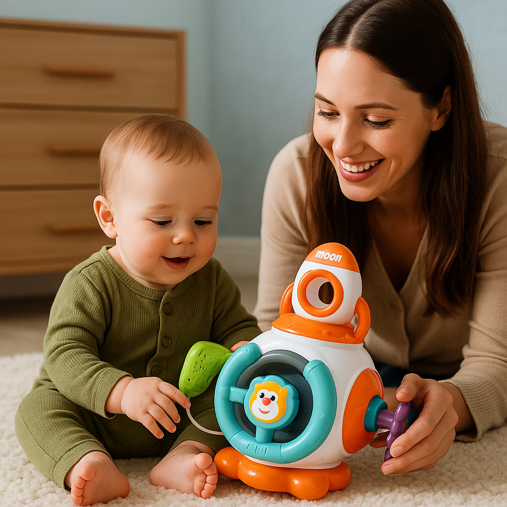 bébé maman jouent cube d'activité bébé fusée interactive