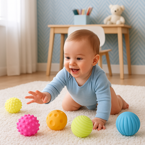 bébé s'amuse balle sensorielle bébé couleur foncé