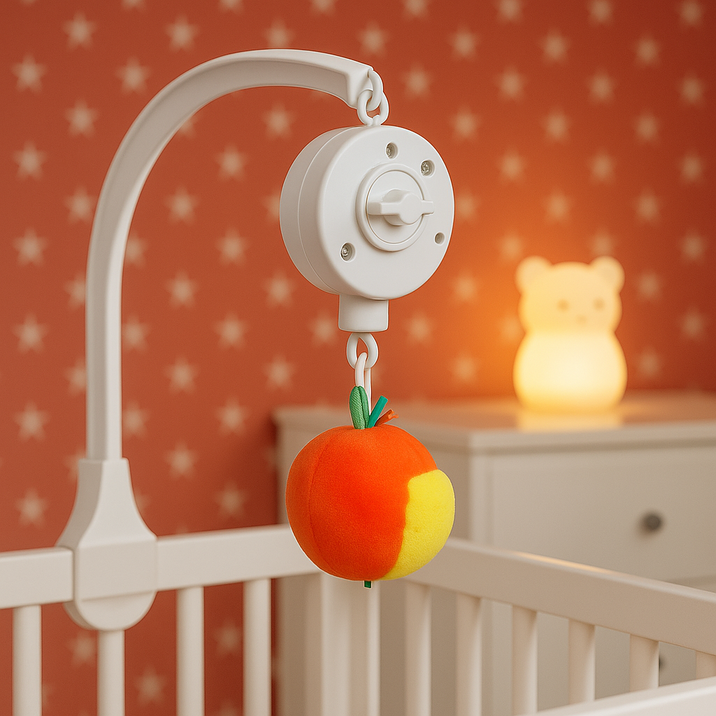 boîtier musical blanc accroché support mobile bébé