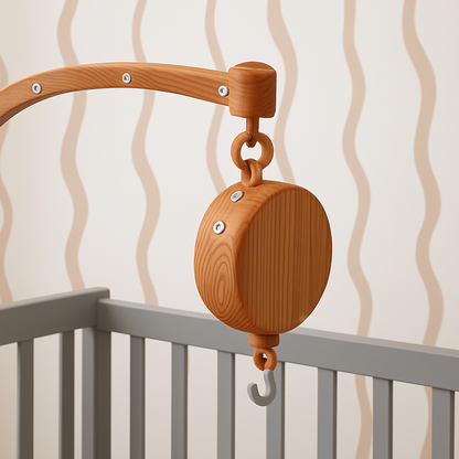 boîtier musical imitation bois accroché support mobile bébé