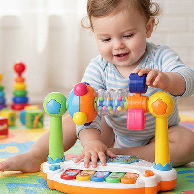 enfant joue piano bebe dans une chambre