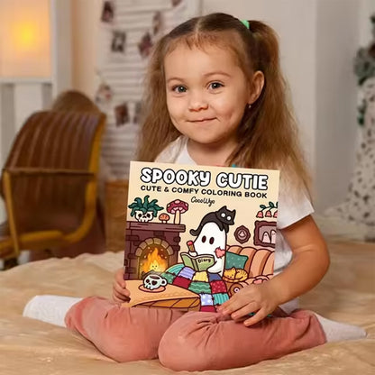fillette tient livre de coloriage modèle beige