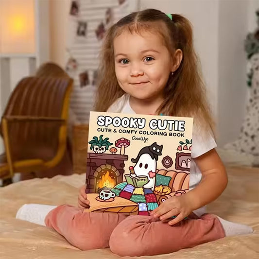 fillette tient livre de coloriage modèle beige