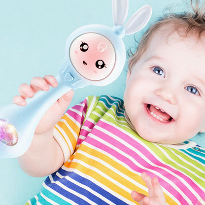 hochet bébé bleu lapin musical