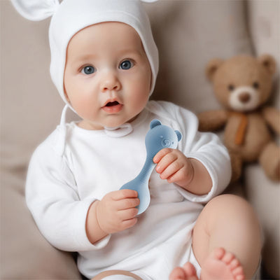 hochet bébé bleu ours maracas