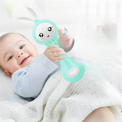 hochet bébé vert lapin musical