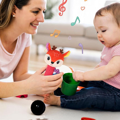 hochet pour bebe cerf peluche avec poignée