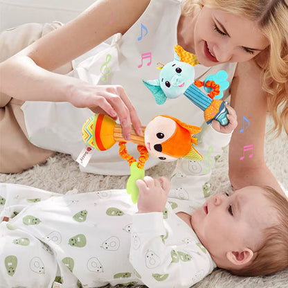 hochet pour bebe éléphant peluche avec poignée