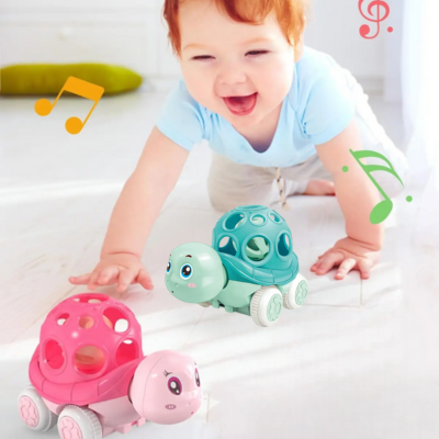 jouet bébé voiture rose tortue avec hochet
