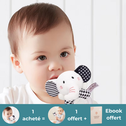 nourrisson joue hochet bebe éléphant anneau peluche