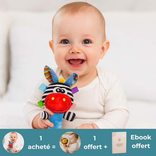 nourrisson joyeux joue hochet bebe modèle zèbre rouge