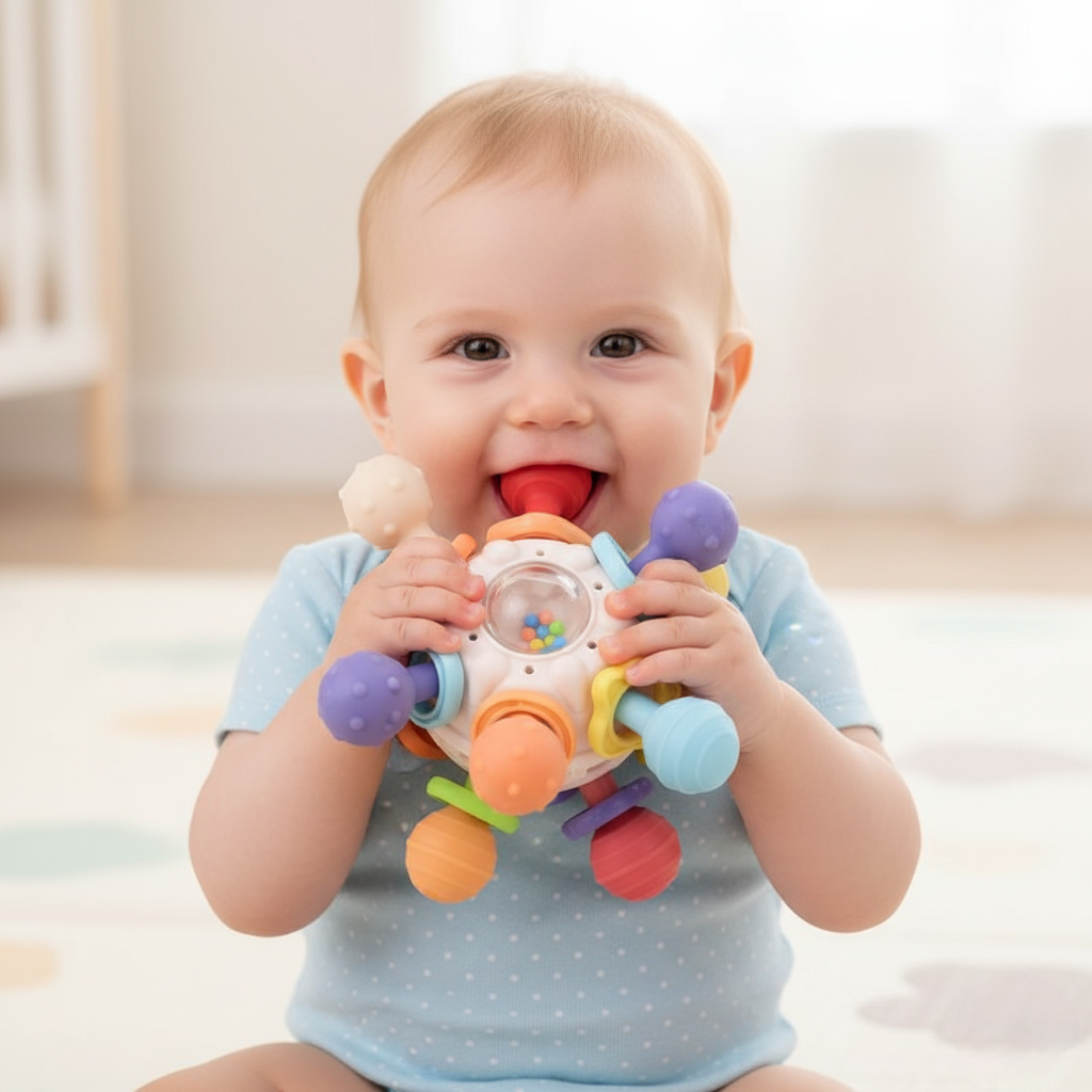 nourrisson mordille hochet bébé couleur rose