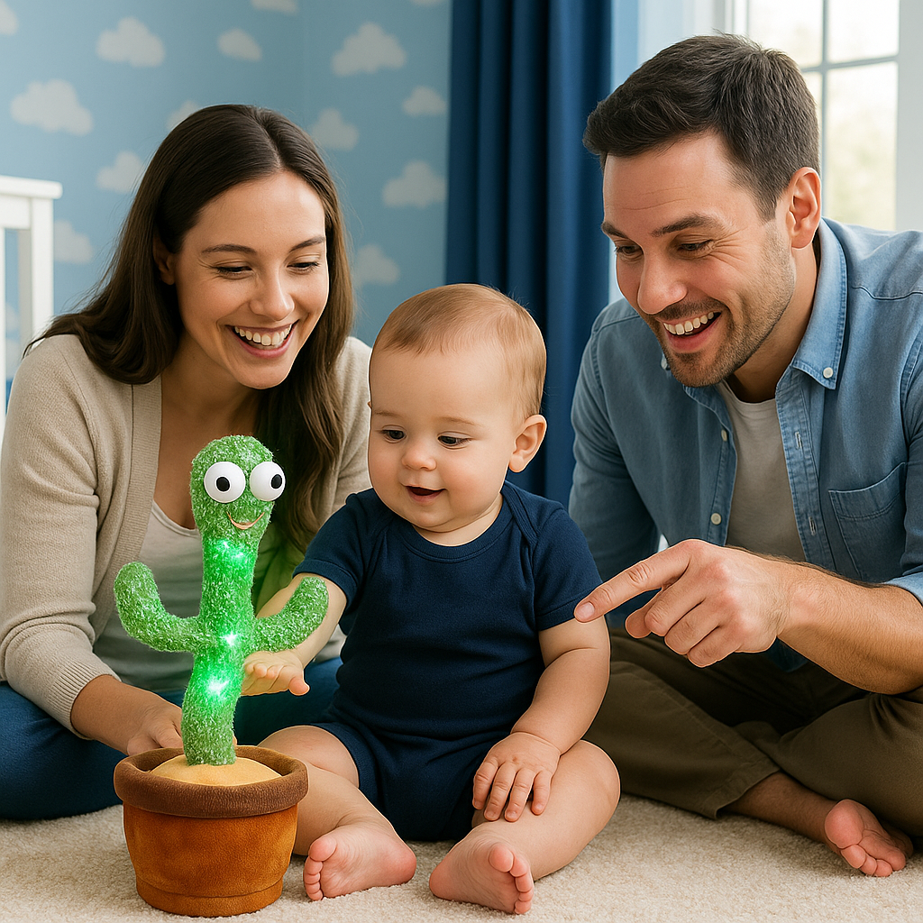 parents bébé jouent ensemble cactus qui danse