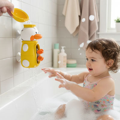 petit joue jeux baignoire bebe canard jaune