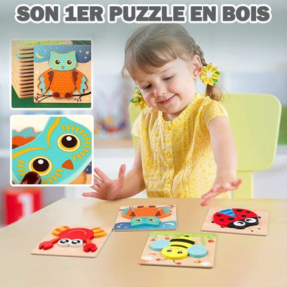 Puzzle en bois - Animaux - divertir bebe