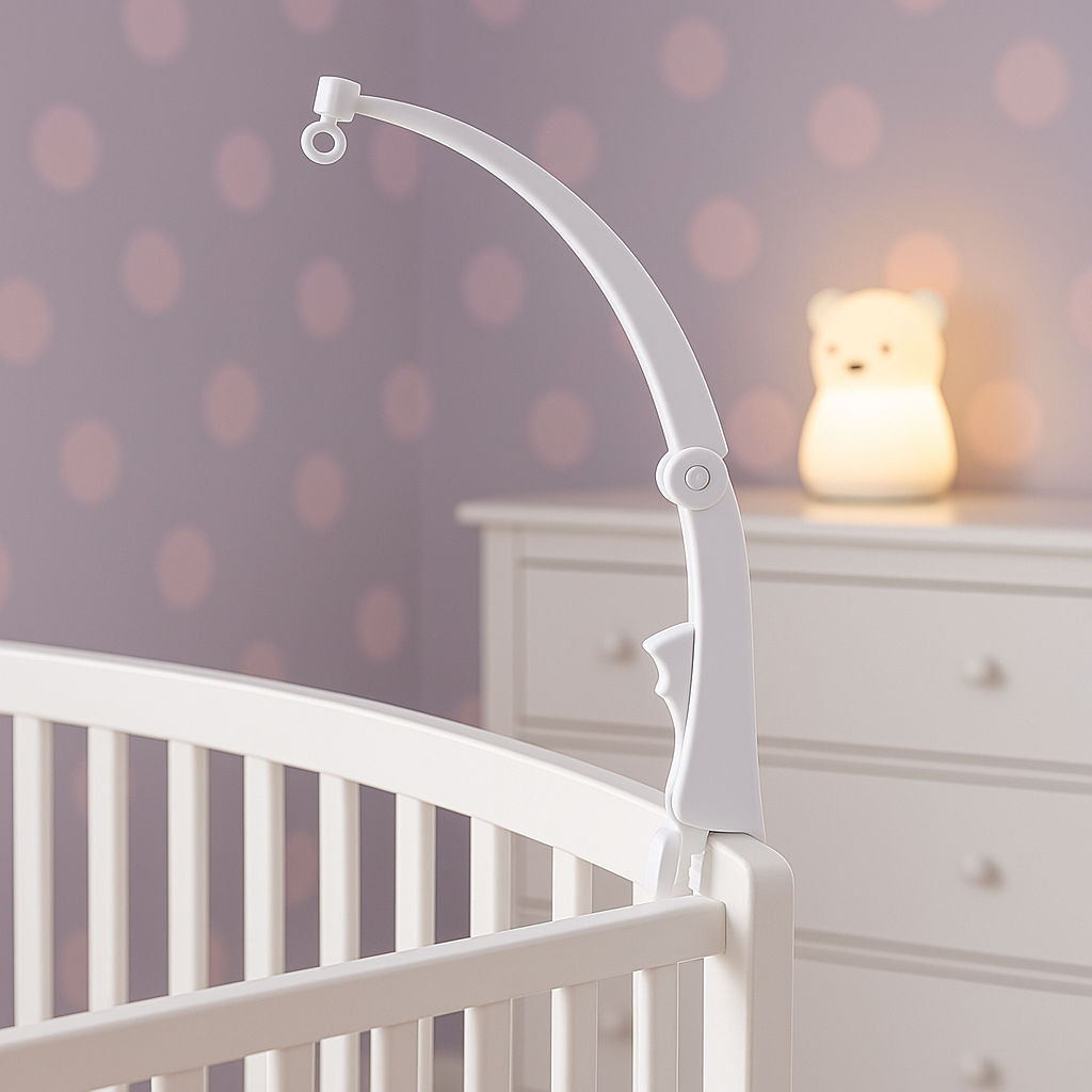 support mobile bébé fixation blanc lit barreau bébé