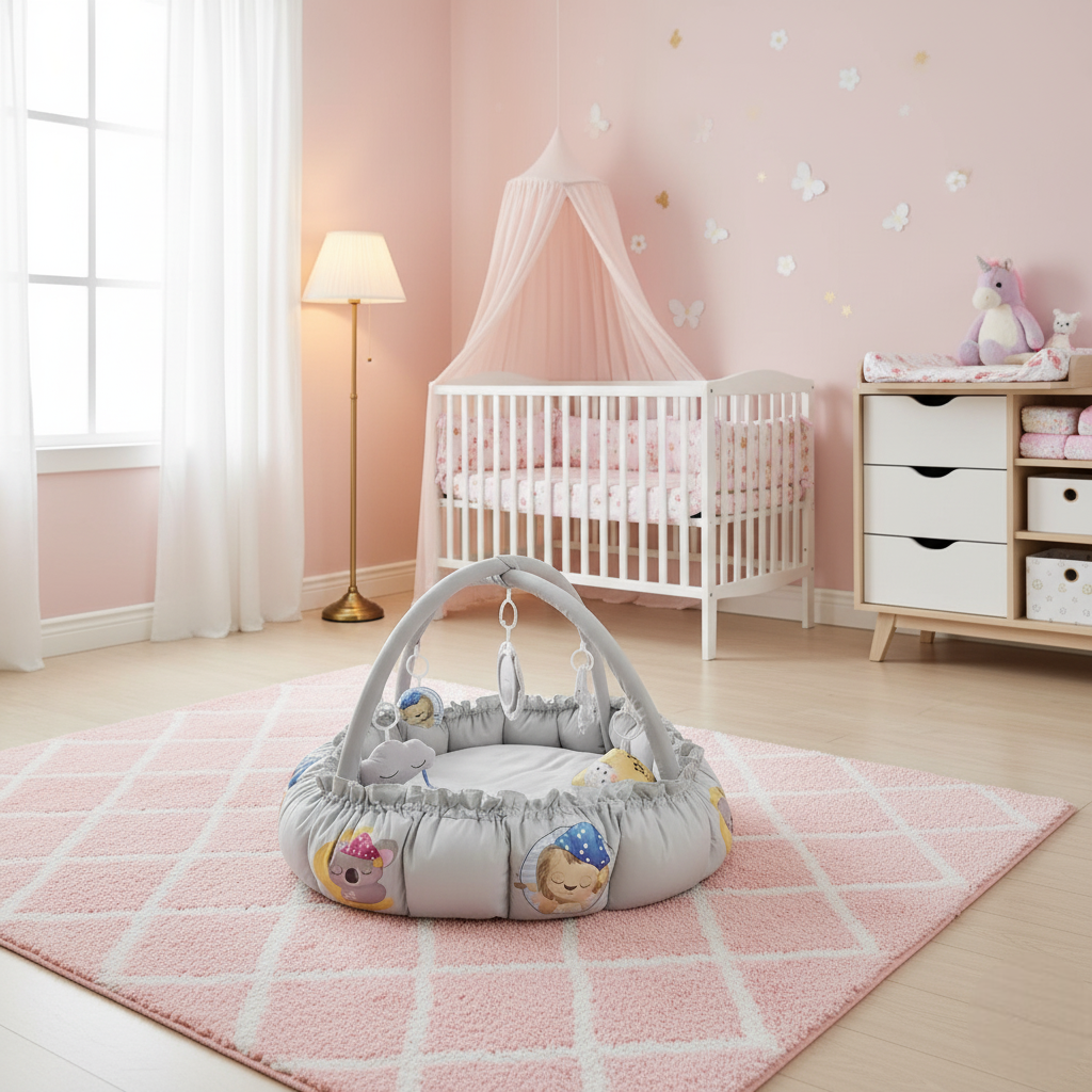tapis d'éveil bébé posait chambre petite fille