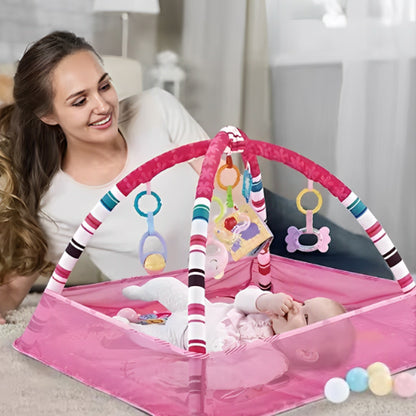 tapis d'eveil rose bordé avec arche