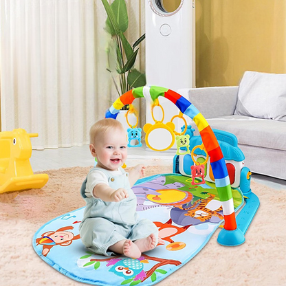 tapis eveil bebe bleu piano musical