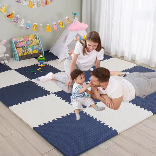 tapis mousse puzzle blanc cyan bicolore